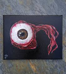 Got My Eye On You Small Original Acrylic Painting Creepy Anatomy Scary Eye Eyeball Gothic Macabre Realistic Halloween Ready To Hang Macabre Griezelig Acryl Schilderij