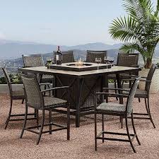 Member S Mark Agio Denver 9 Piece Balcony Height Fire Pit Dining Set Sam S Club Fire Pit Dining Set Patio Dining Set Bar Height Patio Set