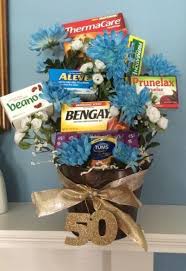 Birthday Present For 50 Year Old Woman Australia Old Age Remedies Tucked Into A Flower Arrangement Is A Comforting Idea For A 50 Birthday See M Birthday Gag Gifts 50th Birthday Gag Gifts 60th Birthday Party