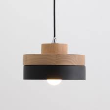 Cylinder Modern Wood Pendant Light Northern Europe Simplicity Metal Shade Heparts
