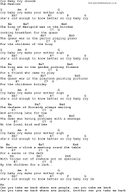 Song Lyrics With Guitar Chords For Cry Baby Cry The Beatles