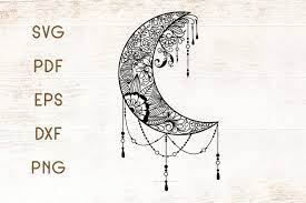 Download Floral Mandala Moon Zentangle Svg Vector 406895 Svgs Design Bundles