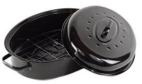 Gourmet Chef Nonstick Coating Oval Roaster With Metal Rack And Lid Large Turkey Roasting Pan With Chrome Plated Turkey Roasting Pan Metal Rack Chrome Plating