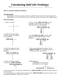 Po 214 3.what fraction of the original atoms of radioactive sample will remain after the given number of. Calculating Half Life Problems Worksheet For 8th 10th Grade Lesson Planet