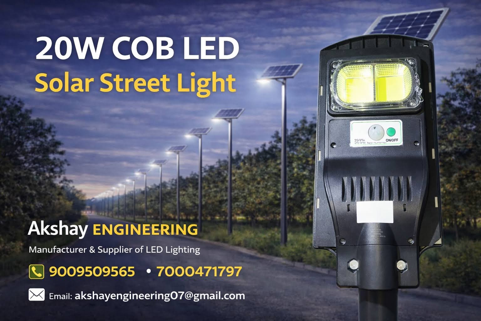 20W Solar Street Light COB LED Outdoor Lighting product image
