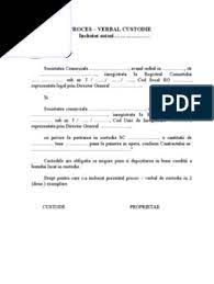 Proces verbal receptie lucrari colegiul tehnic al dirigintilor de santier hg 343. Proces Verbal De Custodie