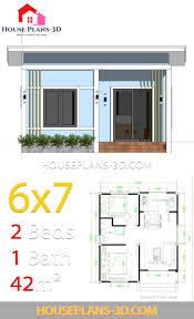 Simple House Plans 6x7 With 2 Bedrooms Shed Roof House Plans 3d In 2020 House Plans Simple House Plans House Construction Plan