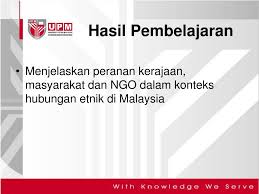 Peranan kerajaan masyarakat serta ngo dalam membantu mengukuhkan hubungan etnik di malaysia nor shuhada binti che osman siti nurbaiti binti hamzah pengenalan proses pemupukan perpaduan dan hubungan etnik yang mantap dalam kalangan rakyat di malaysia umunya bersifat top down iaitu usaha ini dipelopori oleh kerajaan untuk memastikan kestabilan. Ppt Bab 9 Hubungan Etnik Sumbangan Kerajaan Dan Masyarakat Powerpoint Presentation Id 4646631