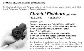 Traueranzeigen von Christel Eichhorn