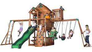 Skyfort Ii Wooden Swing Set Wood Swing Sets Wooden Swing Set Cedar Swing Sets