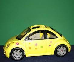 Large Flashy Yellow Barbie Vw Beetleflower Decalsthis Car Rockstake A Looknr I Didnt Know Barbie Had This Much Class Barbie Car Barbie Vw Beetle Flower