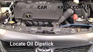 Engine capacity/filter oil change intervals; Check Oil Level 2009 2013 Toyota Corolla 2010 Toyota Corolla S 1 8l 4 Cyl