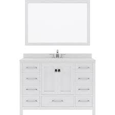 We have a myriad of styles of vanities, and if you want to narrow your options to something more specific than your current filter of made in usa, such as finding all bathroom vanities. Virtu Usa Caroline Avenue 47 2 In W Bath Vanity In White With Quartz Vanity Top In White With Square Sink And Mirror Yahoo Shopping