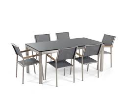 Maybe you would like to learn more about one of these? 6 Seater Garden Dining Set Black Granite Top With Grey Chairs Grosseto Beliani No