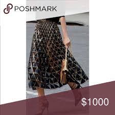 Black And Gold Skirt Iso Valentino 2015 Black Gold Leather Midi Skirt Leather Midi Skirt Midi Skirt Skirts