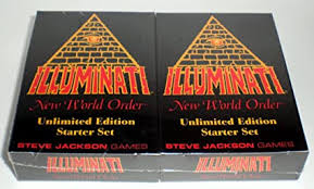 This card game details events that the illuminati want to bring about in order to establish the new world order. Amazon Com Illuminati New World Order Card Game Unlimited Edition Starter Set Second Printing With Colored Titles By Steve Jackson 1994 1995 Na Toys Games