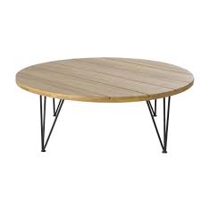 Look no further than the monroe square coffee table. Black Metal And Solid Acacia Garden Coffee Table Caramba Maisons Du Monde