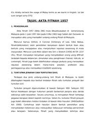 Menghindari multitafsir ketentuan larangan mendistribusikan. Akta Fitnah 1957 Assignment Studocu