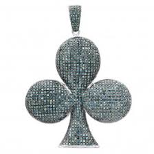 Jewelry · men · kids · home · pets . 14k Gold Large Clover Blue Diamond Pendant For Men 26ct By Luxurman 804003