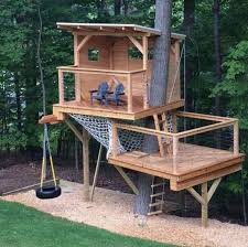 Playhouse With Hammock Net Tree House With Hammock Net Two Level Tree House Two Hinterhof Spielplatz Baumhaus Designs Baumhaus