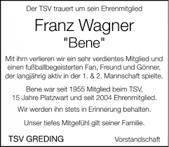 — it was well after 9 p.m. Nachruf Ehrenmittglied Franz Wagner Tsv Greding