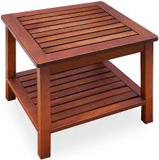 Amazonsmile Cucunu 18x18 Inch Wooden Outdoor Side Table In Acacia Wood With Extra Storage I Small Pa In 2020 Garden Coffee Table Outdoor Garden Furniture Coffee Table