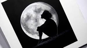 Maybe you would like to learn more about one of these? Black And White Painting Sad Girl In Moonlight Easy Tutorial For Beginners Youtube