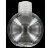 1 Ball Shape Crystal Clear PLASTIC BOTTLE 5oz w screw on cap top rOund BALL  shaped 3 1/4" tall x 2 3/4" diameter Shatterproof 150 mL 1417070