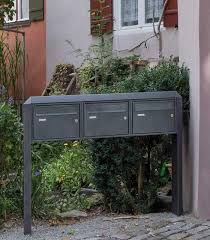 Briefkastenanlage 3er Freistehend Grafitgrau Front Vertikal Briefkastenanlage Standbriefkasten Kasten