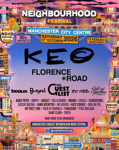 Neighbourhood Festival 2026! Manchester's biggest multi-venue festival returns on Saturday 17th October. The first wave of acts just announced with many more brilliant artists to be revealed. Sign-up for exclusive pre-sale which