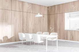 Check spelling or type a new query. Interior Of Modern Dining Room With Wooden And White Walls Concrete Stock Photo Picture And Royalty Free Image Image 128412816