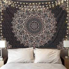 5 out of 5 stars. Buy Black Golden Mandala Tapestry Wall Hanging Psychedelic Wall Tapestry Aesthetic Indian Hippie Wall Decor Bohemian Wall Art Boho Home Decor For Bedroom Living Room Dorm Online In Indonesia B08r6t31dm