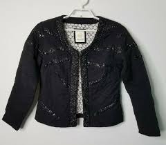 Malvin Women Hamburg Cardigan Jacket 10 Black Sequin Detail Cotton Quiltedl 