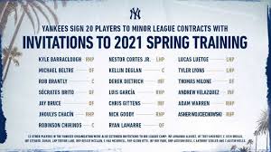 Bullpen de los new york yankees 2021. New York Yankees On Twitter 2021 Yankees Major League Spring Training Breakdown 72 Players Scheduled To Report 20 Players Signed To Minor League Contracts 12 Players In Yankees Org Invited
