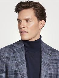 JACK VICTOR Veston en laine et en soie à imprimé à carreaux