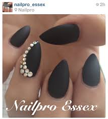 Matte Black Almond Shaped Nails Pin By Amanda Morris On Nails Black Almond Nails Matte Black Nails Gel Nails