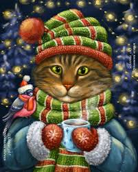 Artist Ksenia Chernyshova | Новогодний кот❄️ New Year's cat  Хотела  нарисовать ещё на светлом фоне, но получилось скучновато и я решила  оставить только новогодний... | Instagram