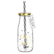 Glasflasche Mit Strohhalm Cheers Maisons Du Monde Glasflaschen Flaschen Glas