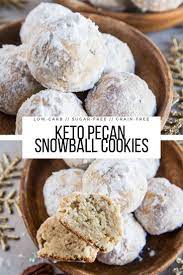 Keto Pecan Snowball Cookies Pecan Snowball Cookies Keto Christmas Cookies Pecan Snowballs