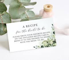Greenery Recipe Card Request Template Bridal Shower Recipe Etsy In 2020 Bridal Shower Recipes Cards Bridal Shower Food Bridal Shower