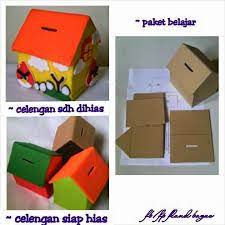 Celengan Khas Flanel Bagus Terdapat Model Tabung Love Kotak Rumah Bebahan Dasar Dari Karton Tebal 3mm Atau 5mm Kemudia Celengan Aplikasi Flanel Kardus