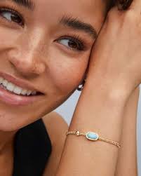 Grayson Gold Stretch Bracelet in Light Blue Magnesite