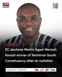 EC declares Martin Agyei Mensah Korsah winner of Techiman South  Constituency after re-collation #ElectionHQ
