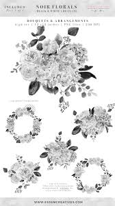 Black And White Floral Border Png Black And White Flowers Graphics Floral Illustrations Floral Watercolor Floral Wreath Watercolor