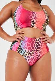 Plus Size Pink Leopard Print High Waisted Bikini Bottoms Sponsored Leopard Affiliate P High Waisted Bikini High Waisted Bikini Bottoms Pink Leopard Print
