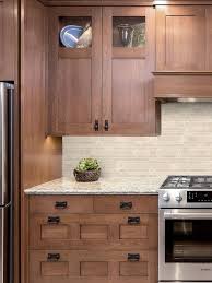 Light Ivory Travertine Kitchen Subway Backsplash Tile Backsplash Com Rustic Kitchen Brown Cabinets Kitchen Design