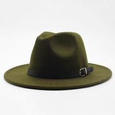 Great Winter Autumn Imitation Woolen Fedoras Top Jazz Hat European American Style Wh8 Armygreen Size55 In 2021 Hats For Men Winter Fashion Hats Hats For Women