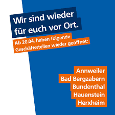 Von altersvorsorge über girokonto bis versicherung und mitgliedschaft: Vr Bank Sudliche Weinstrasse Wasgau Wie Am Freitag Bereits Versprochen Offnen Heute Wieder Einige Unserer Geschaftsstellen Ihre Turen Unter Den Vorgegebenen Hygienemassnahmen Konnen Wir In Annweiler Unserer Hauptstelle In Bad Bergzabern Bundenthal