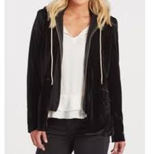 Evereve Jackets Coats Jamison Black Velvet Blazer With Hoodie Insert M Poshmark