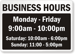 Business Hours Signs